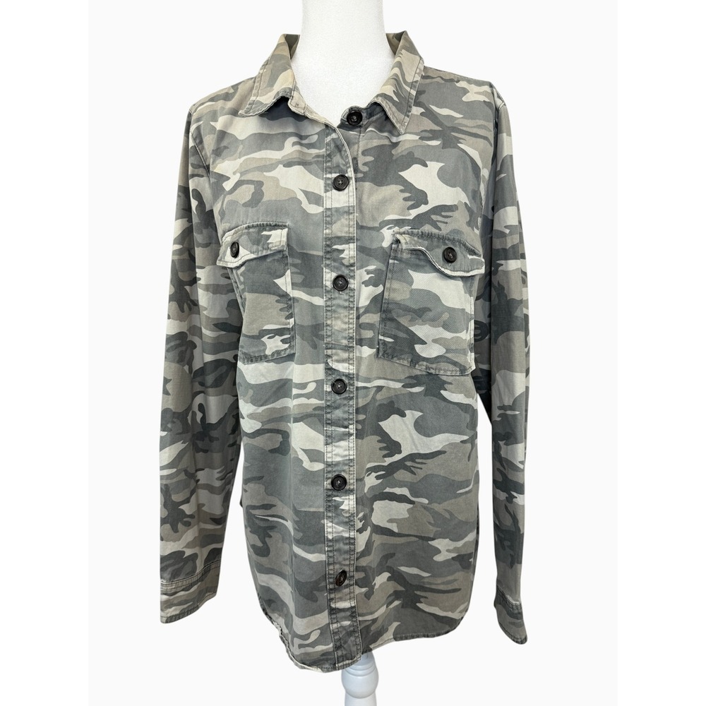 Forever 21+ Women's 2X Camo Utility Button Front Shirt Jacket 100% Cotton